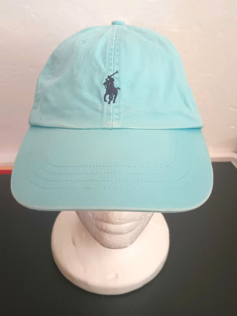 Polo Ralph Lauren Baseball Cap Light Blue 100% Cotton Dark Blue Logo Adjustable